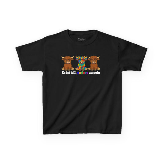Kinder/ Teenie T-Shirt Es ist toll, anders zu sein, Bunte Kühe, Inklusion & Vielfalt, Autismus, Mutmacher, Geschenk zu Geburtstag, besonders